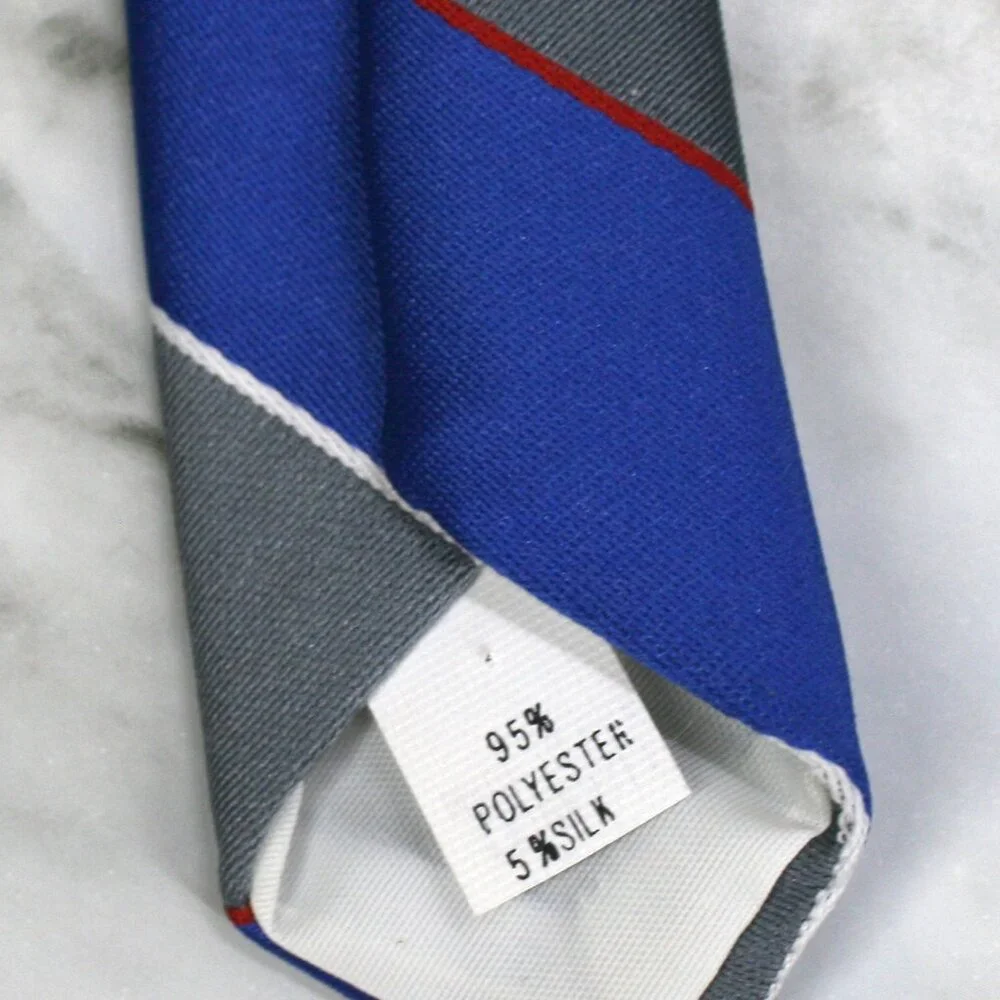 VINTAGE OSCAR DE LA RENTA Neck Tie Classic Stripe Blue Gray Silk Blend Necktie